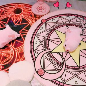 Anime Sakura Magic Array tappeto tappeto tappeto tappeto tappeto anti-slittamento peluche principessa creativa fattinata a mano tavolino da caffè 240131