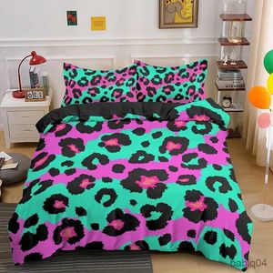 Sängkläder set leopard tryck kung drottning täcke täcke brun cheetah hud mönster sängkläder set för tonåringar tjej kvinnor leopard 2/3 st mjukt täcke täckning