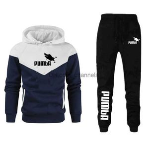 Męskie dresy 2023 Autumn/Winter New Sport Sweter Zestaw Sweter młodzieżowy Sweter sportowy Dwukierowy zestaw Mody Modyzowany Pumba Printed Coat T240217