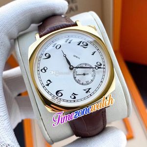 40mm Historiques American 1921 82035 Otomatik Erkek Saat 82035 000J-9964 Beyaz Dial 18K Sarı Altın Kılıf Kahverengi Deri Kayış WATC2447