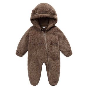 Rompers Newborn Baby Boy Girl Fleece Jumpsuit Snowsuit Long Sleeve Hooded Zipper Closure Coat Warm Winter Clothes