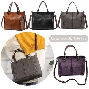 Sacos de noite Bolsa de ombro de grande capacidade Vintage Multi-bolso PU Couro Crossbody Alça Ajustável Bolsa Mulheres