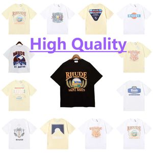 Rhude Mens 23SS High Shirt T Quality Tess Designerカジュアルファッション半袖アメリカ男性女性ネックTシャツUSサイズS-XLESSシャツ