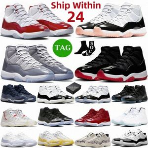 Jumpman 11 Cherry Cool Grey Nocne Buty do koszykówki 11s dla mężczyzn Kobiety 25th Neapolitan Anniversary Concord Hoded Low DMP żółty węża gamma 78EB#