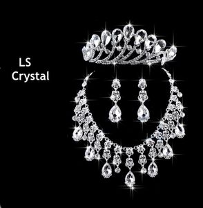 2015 New Arrivals Crystal Crown Necklace Earring Set Bridal Jewelry Wedding Accessories4184765