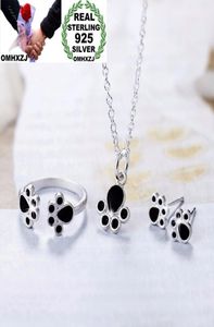 OMHXZJ Collana con braccialetto di personalità intera Moda Donna Artiglio di gatto nero Orecchini in argento sterling 925 Collana con anello Jewe4153814