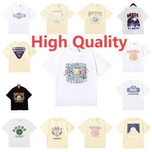 Rhude T Mens 23SS High Shirt Quality Tess Designer Casual Fashion Kort ärm Europe Amerika Men Neck Tshirts Size S-XL ESS-skjortor