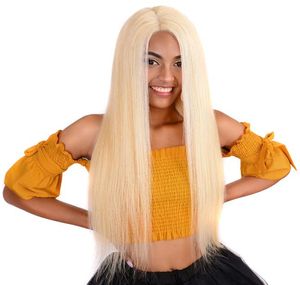 Blonde Human Hair Wigs Extra Long Straight European Remy Human Hair Lace Front Wig with Baby Hair Part Color 6132128582