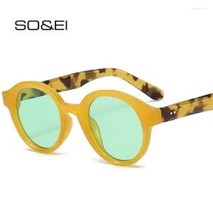 Солнцезащитные очки винтажные круглые яркие цвета женские модные леопардовые очки солнцезащитные очки UV400 мужские трендовые заклепки солнцезащитные очки
