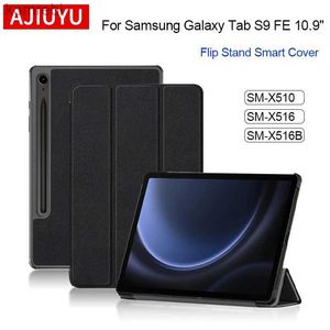 Capa para tablet PC Bolsas AJIUYU Capa para Samsung Galaxy Tab S9 FE 10.9 Magnética Flip Couro Protetora Tablet Shell para SM-X510 X516 X516B Capa de suporteL240217