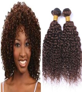 Głębokie fali brązowe włosy Wysoka jakość produkty głęboko kręcone 4 kasztan brwon fryzury Peruvian Virgin Human Hair Weavves6907431