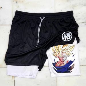 Męskie szorty anime Shorts Gym dla mężczyzny podwójna warstwa 2-w-1 szybko suszący pots-absorbent jogging trening Athletic 810