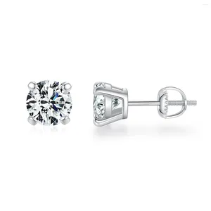 Stud Earrings Luxury Moissanite S925 Sterling Silver Classic Four-prong Diamond VVS D Color 1 Carat For Women Jewelry Gift