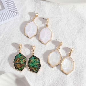 Dangle Earrings Jewelry Hexagon Resin Abalone Shells for Women Pearls Statem