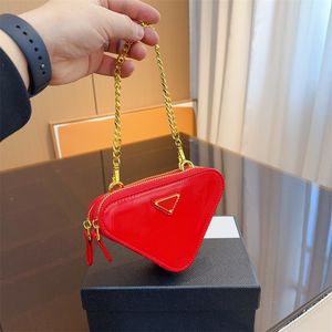 Fashion Coin Purse For Women Handbag Chain Triangle Lipstick Patent Leather Wallet Cosmetic Bag Designer Bags