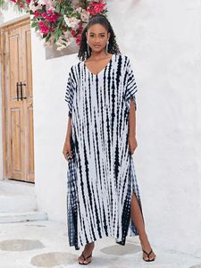 Sukienki imprezowe Boho damskie tureckie kaftan plażowa maxi sukienka etniczna pasiastka Piose luźne kaftany Fit Tops q1218