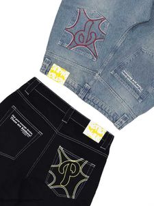 Damen Jeans Y2k Jeans Hip Hop Harajuku Gothic Bag Denim Hosen Herren 2023 Neue Mode Lässig Voll Passende Lose Weite Beinhose Straßenkleidung J240306