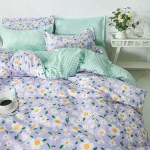 Conjuntos de cama floral conjunto de cama com capa de edredão sem enchimento folha plana com casos 2024 novas crianças rainha tamanho completo meninos meninas roupa de cama