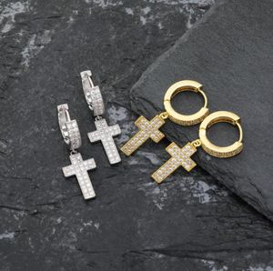 Dangle żyrandol biżuteria luksus mężczyzn Kobiety Bling Cyrkon Drop Kolczyki Moda Znakomite 18 -karatowe złoto Złoto Plany Copper Circle Cross Hip H1945217