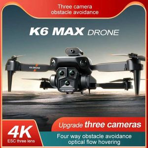 Drönare ny k6 max drone tre kamera 4k professionell hd fyrvägs hinder undvikande optisk flödespositionering svävar antenn yq240217