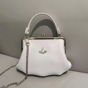 Kvinnors designer väskor silver lichee och alligatormönster dumpling väska liten saturnväska sommarkedja crossbody påsar clip väska