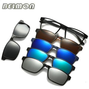 Fashion Optical Spectacle Frame Men Women With 5 Clip On Sunglasses Polarized Magnetic Glasses For Male Myopia Eyeglasses RS159 240131