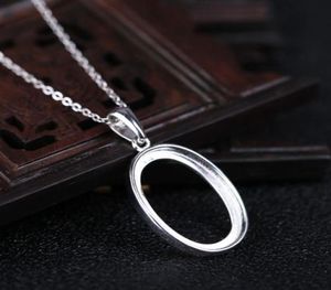 Ciondolo in argento sterling 925 pregiato con montatura semi pendente per cabochon ovale 14x20mm con ambra e agata opale con impostazione senza collana9369182