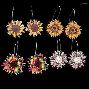 Dangle Earrings Timlee E116 Temperament Cute Sunflower Flower Woodiness Drop Earring Jewelry Wholesale