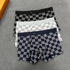 Toppmärke Mens Underwear Classic Plaid Pattern Mens Mens Underwear Luxury Low Price Blue White Black Shorts 3-Piece Box L XL XXL XXL UNDERBANT