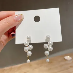 Dangle Earrings Trendy Silver Color Stud Drop Pearls Beads Cute Tassel For Women Girl Gift Fashion Jewelry Dropship Wholesale