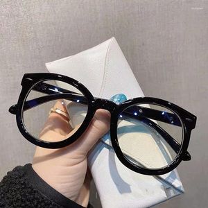 Óculos de sol moda tamanho grande preto redondo óculos quadro mulheres retro óculos ópticos para miopia homens lente clara óculos