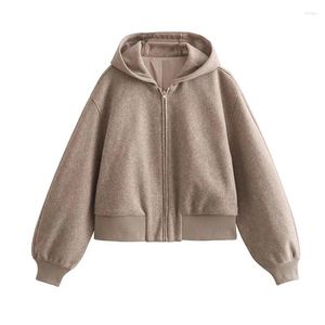 Women's Jackets Spring Bomber Jacket Women Vintage Cropped Coat Woman Long Sleeve Hooded For 2024 In Outerwear