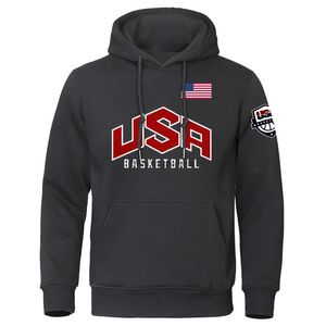 Herrtröjor tröjor usa basketballer tryckt hoodie män sport överdimensionerad full ärm fleece bekväma kläder höst mode hooded man t240217