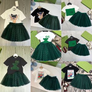 Luxury Summer Kids T-shirt Veil short Fashion Designer Cute Baby Clothes Children Short Sleeve Boys Girls Sets Clothing Suits Cotton Dress size 90-160 q9Xn#