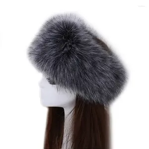 Lenços inverno grosso círculo de cabelo russo chapéu fofo headband feminino pele peluda larga cocar acessórios de esqui