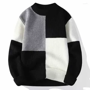 Männer Pullover Kleidung Schwarz Plaid Strickpullover Männlich Crewneck Pullover Runde Kragen 2024 Trend EINE Alte Koreanische Herbst Kleidung Mode wolle