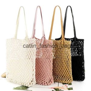 Shoulder Bags Woman Fashion Popular Woven Bag Mesh Rope Weaving Tie Buckle Reticulate Skeleton Hollow straw Net BohoH24217