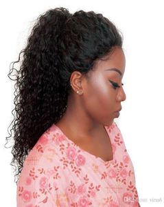 250 Densitet spetsar främre mänskliga hår peruker för kvinnor naturliga svart lockiga spetsar front peruk före plockad frontal brasiliansk peruk remy7058440