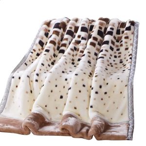 Double Layers Raschel Mink Blankets For Beds Winter Soft Warm Fluffy Thicken Fleece Throw Single Size Faux Fur Blankets 240122