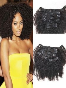 Clip per capelli umani Remy nelle estensioni per afroamericano 4a Clip per capelli ricci afro crespi mongoli Ins 824 pollici FDSHINE2965759