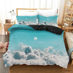 Bedding sets Cloud Sky Duvet Cover Set King/Queen Sizepink Blue-green Beautiful Natural Scenery Soft Bedding Set for Kids Teens Adults Girls
