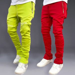 Sports pants mens autumn pleated ankle pants elastic ultra-thin backpack fashionable brand running casual pants 240217