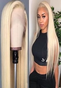 Full Lace Human Hair Wigs 613 Blonde Colored For White Women Long Straight Transparent Lace front Wigs With Baby Hair3804269