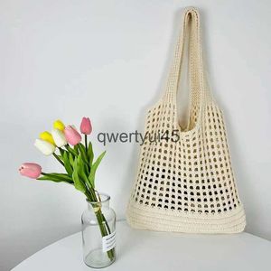 Shoulder Bags Fasionable New Style Japanese And Korean Tote Solid Color Knied ollowed Out Soulder Woven BagH24217