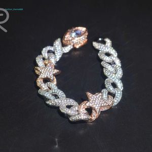 18mm 8 vvs moissanite diamante cubana corrente pulseira transporte rápido grosso diabos olho arco linha 925 prata esterlina jóias finas