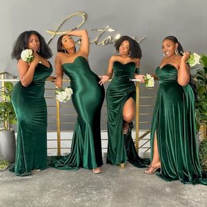 Hunter Green Junior Bridesmaid Dresses Velvet Classic Long Bridesmaid Dress Elastic Satin Gowns For Black Women Wedding Guest's Wear in Wedding NR061