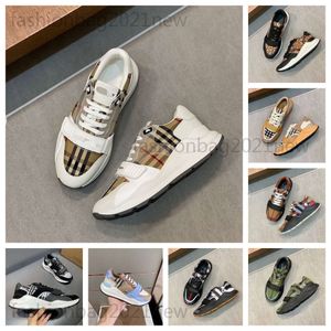 Designer Fashion Luxury burrberiness shoes casual Mens Women Platform Shoes Striped Vintage Cowhide Sneaker Trainers Flats Outdoor running shoes