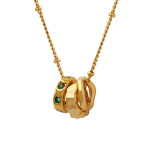 Moda pingente de aço titânio incrustado com zircão acessórios de personalidade na moda versátil colar de fivela de três anéis para mulher