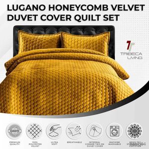 Комплекты постельного белья King Quilt, трехсекционный комплект постельного белья с сотовой строчкой, включает в себя одно одеяло большого размера, два накладных чехла, мягкий бархат Lugano/Gold