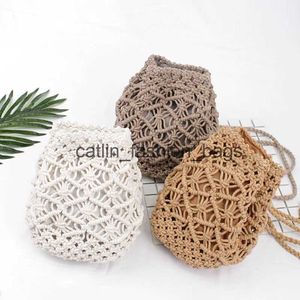 Backpack Style Vintage Woven backpack cotton rope bucket small straw bag vacation travel mini fresh hand-woven bagsH24217